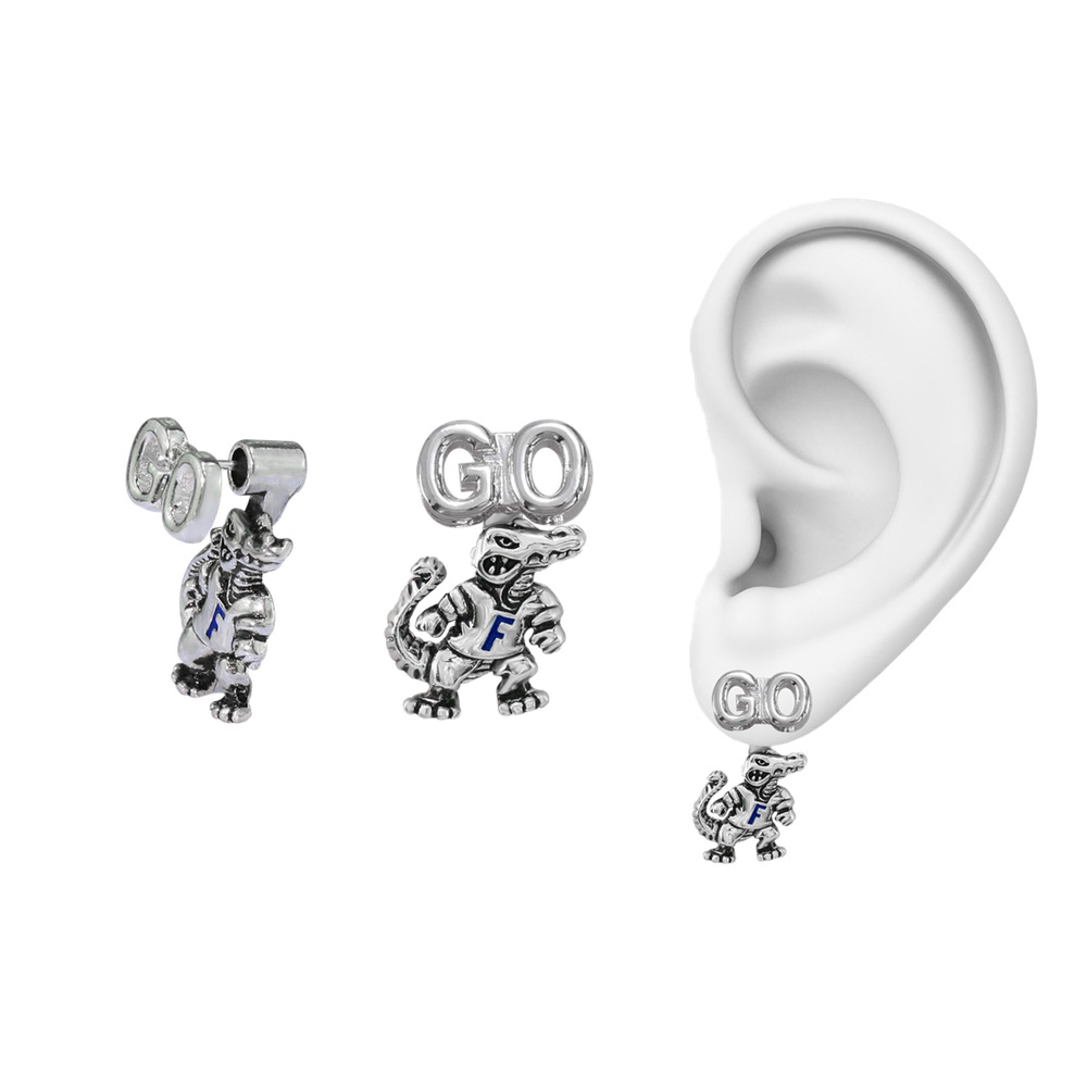 New Florida Gators Women's Evie "GO GO" Silver Stud Earrings, NCAA